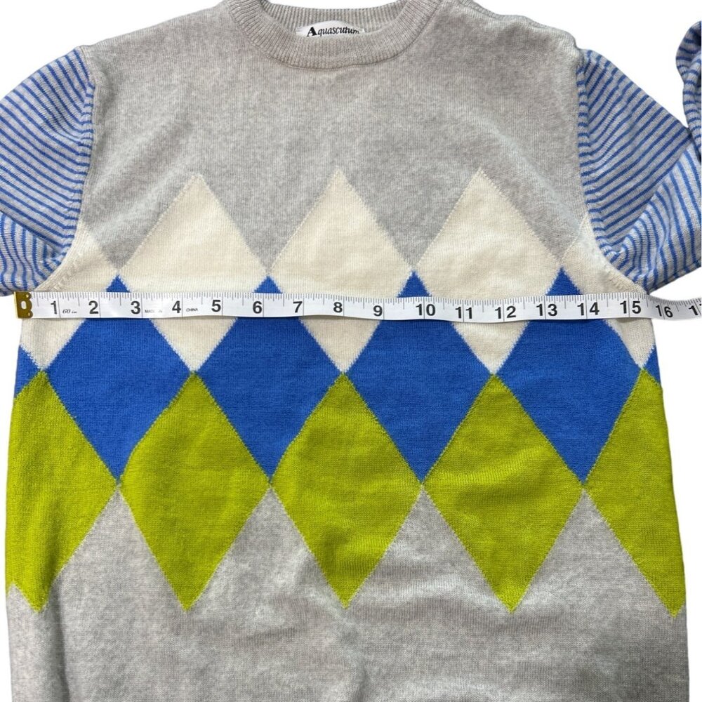 Aquascutum Womens Size S Wool Sweater Long Sleeve Blue Gray Green - Picture 5 of 7